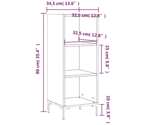 Plaukts, Melns, 34,5X32,5X90 Cm, Inženierijas Koks Vidaxl