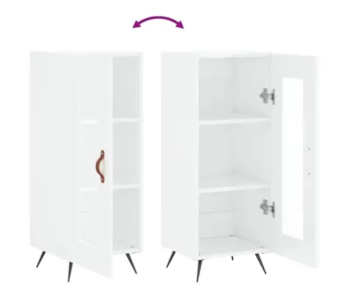 Kumode, Spīdīgi Balta, 34,5X34X90 Cm, Inženierijas Koks Vidaxl