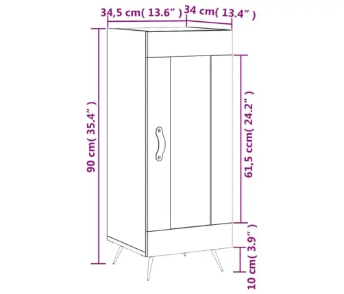 Puhvetkapp, Suitsutatud Tamm, 34,5 X 34 X 90 cm Tehispuit
