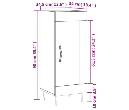 Kumode, Betona Pelēka, 34,5X34X90 Cm, Inženierijas Koks Vidaxl