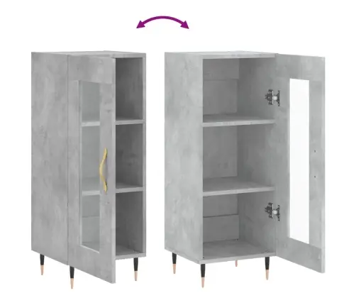 Kumode, Betona Pelēka, 34,5X34X90 Cm, Inženierijas Koks Vidaxl