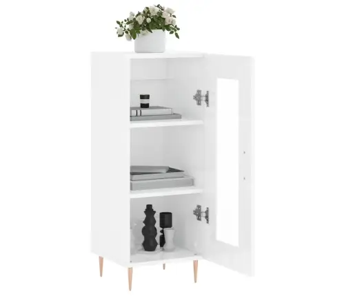 Kumode, Spīdīgi Balta, 34,5X34X90 Cm, Inženierijas Koks Vidaxl