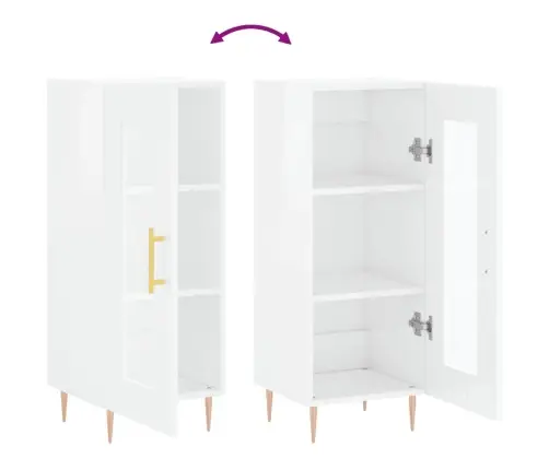 Kumode, Spīdīgi Balta, 34,5X34X90 Cm, Inženierijas Koks Vidaxl