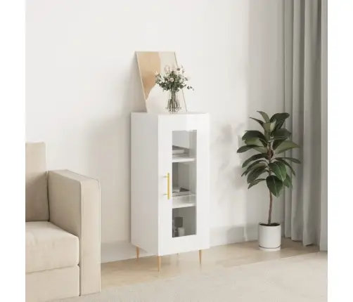 Kumode, Spīdīgi Balta, 34,5X34X90 Cm, Inženierijas Koks Vidaxl