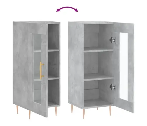 Kumode, Betona Pelēka, 34,5X34X90 Cm, Inženierijas Koks Vidaxl