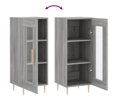 Šoninė Spintelė, Pilka Ąžuolo, 34,5X34X90cm Apdirbta Mediena