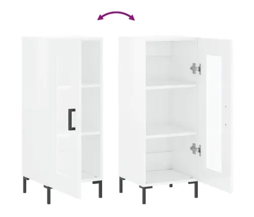 Kumode, Spīdīgi Balta, 34,5X34X90 Cm, Inženierijas Koks Vidaxl