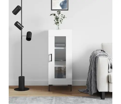 Kumode, Spīdīgi Balta, 34,5X34X90 Cm, Inženierijas Koks Vidaxl