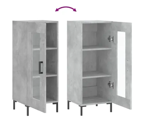 Kumode, Betona Pelēka, 34,5X34X90 Cm, Inženierijas Koks Vidaxl