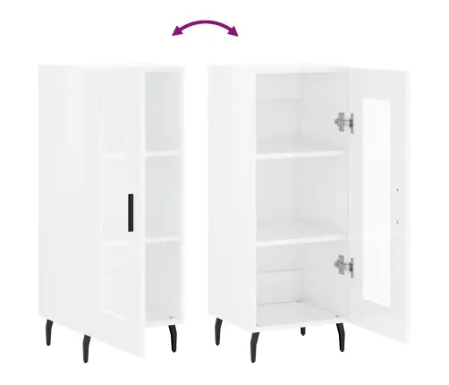 Kumode, Spīdīgi Balta, 34,5X34X90 Cm, Inženierijas Koks Vidaxl