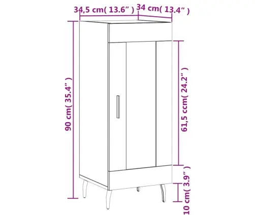 Šoninė Spintelė, Betono Pilka, 34,5X34X90cm Apdirbta Mediena