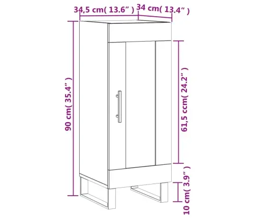 Puhvetkapp, Betoonhall, 34,5 X 34 X 90 cm Tehispuit