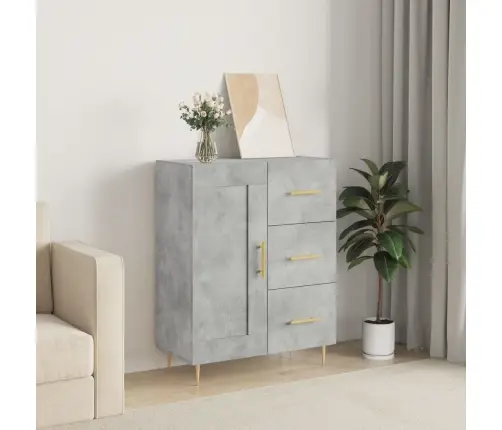 Kumode, Betona Pelēka, 69,5X34X90 Cm, Inženierijas Koks Vidaxl