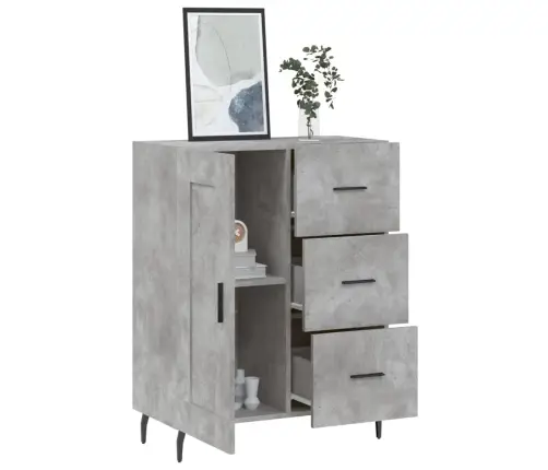 Kumode, Betona Pelēka, 69,5X34X90 Cm, Inženierijas Koks Vidaxl