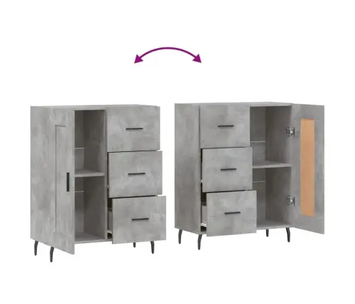 Kumode, Betona Pelēka, 69,5X34X90 Cm, Inženierijas Koks Vidaxl