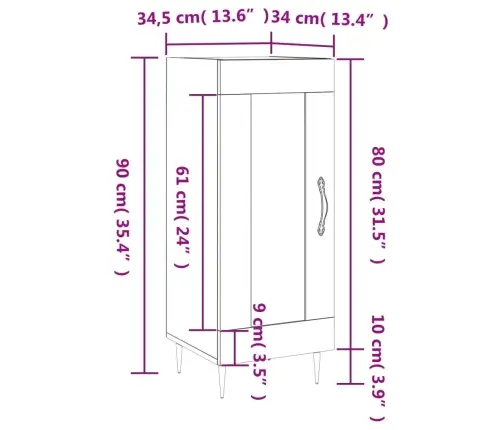 Šoninė Spintelė, Dūminio Ąžuolo, 34,5X34X90cm Apdirbta Mediena Šoninė Spintelė, Dūminio Ąžuolo, 34,5X34X90cm Apdirbta Mediena