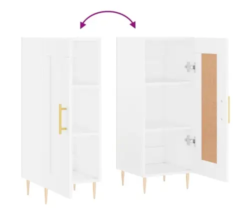 Kumode, Balta, 34,5X34X90 Cm, Inženierijas Koks Vidaxl