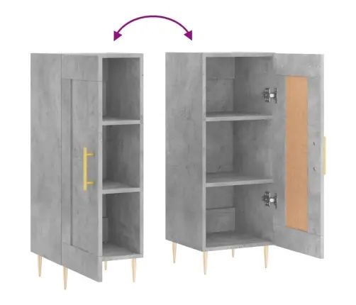 Kumode, Betona Pelēka, 34,5X34X90 Cm, Inženierijas Koks Vidaxl