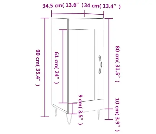 Šoninė Spintelė, Betono Pilka, 34,5X34X90cm Apdirbta Mediena