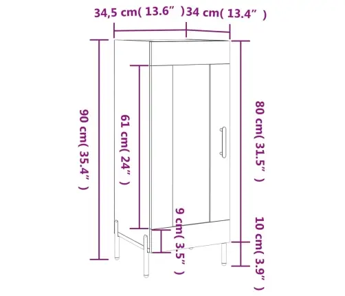 Šoninė Spintelė, Betono Pilka, 34,5X34X90cm Apdirbta Mediena