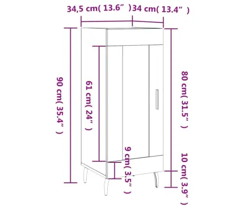 Kumode, Spīdīgi Balta, 34,5X34X90 Cm, Inženierijas Koks Vidaxl