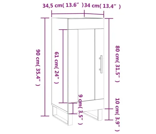 Puhvetkapp, Betoonhall, 34,5 X 34 X 90 cm Tehispuit