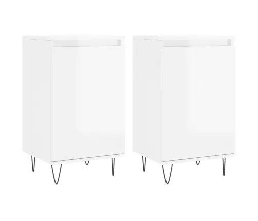 Šoninės Spintelės, 2Vnt., Baltos, 40X35X70cm Mediena, Blizgios
