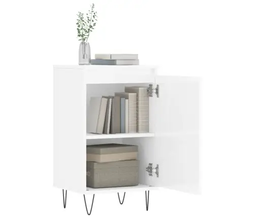 Šoninės Spintelės, 2Vnt., Baltos, 40X35X70cm Mediena, Blizgios