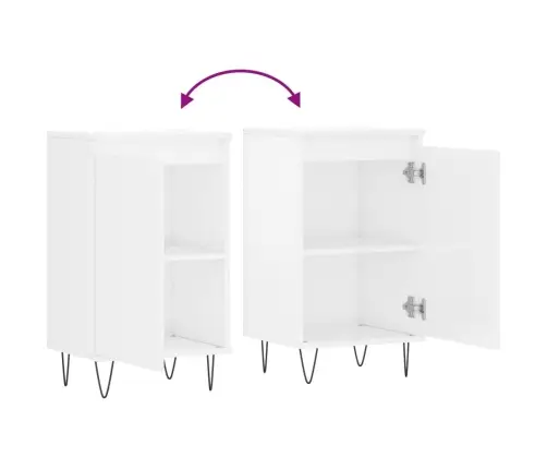 Šoninės Spintelės, 2Vnt., Baltos, 40X35X70cm Mediena, Blizgios