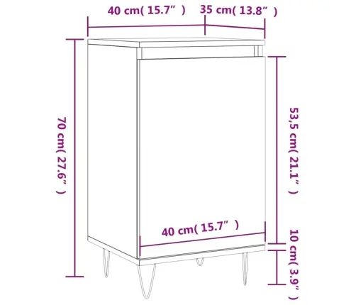 Puhvetkapp, Hall Sonoma Tamm, 40 X 35 X 70 cm Tehispuit