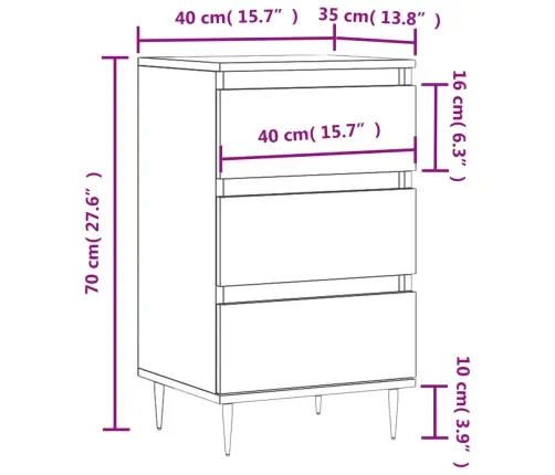 Kumode, Ozolkoka Krāsā, 40X35X70 Cm, Inženierijas Koks Vidaxl