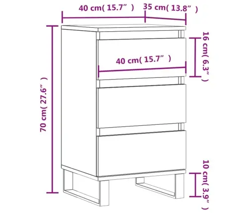 Kumode, Ozolkoka Krāsa, 40X35X70 Cm, Inženierijas Koks Vidaxl