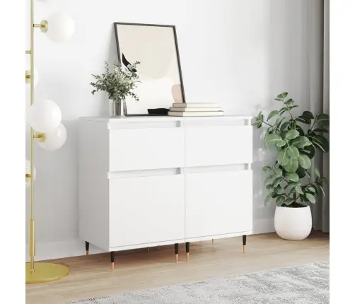 Kumodes, 2 Gab., Baltas, 40X35X70 Cm, Inženierijas Koks Vidaxl