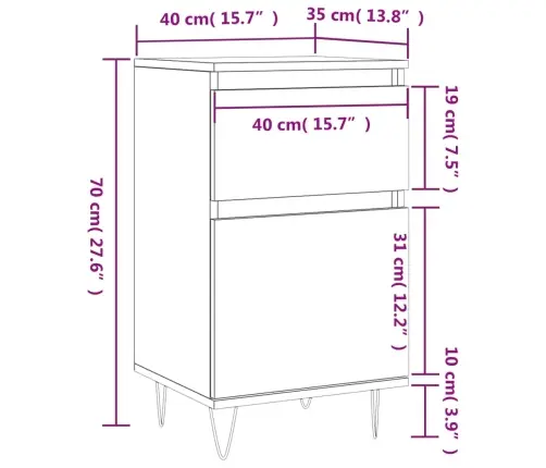 Kumode, Pelēka Ozolkoka, 40X35X70 Cm, Inženierijas Koks Vidaxl Kumode, Pelēka Ozolkoka, 40X35X70 Cm, Inženierijas Koks Vidaxl