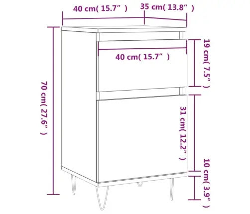 Kumodes, 2 Gab., Ozolkoka Krāsā, 40X35X70 Cm, Inženierijas Koks Vidaxl