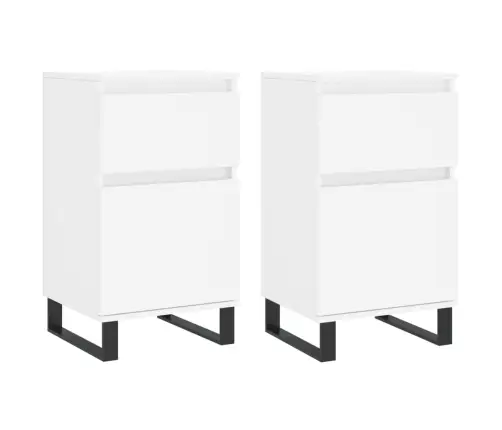 Kumodes, 2 Gab., Baltas, 40X35X70 Cm, Inženierijas Koks Vidaxl
