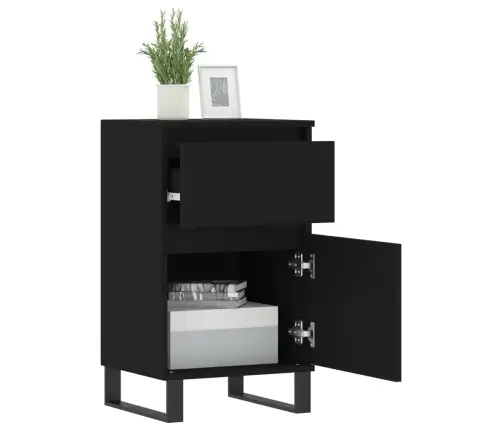 Šoninės Spintelės, 2Vnt., Juodos, 40X35X70cm Apdirbta Mediena