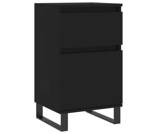 Šoninės Spintelės, 2Vnt., Juodos, 40X35X70cm Apdirbta Mediena