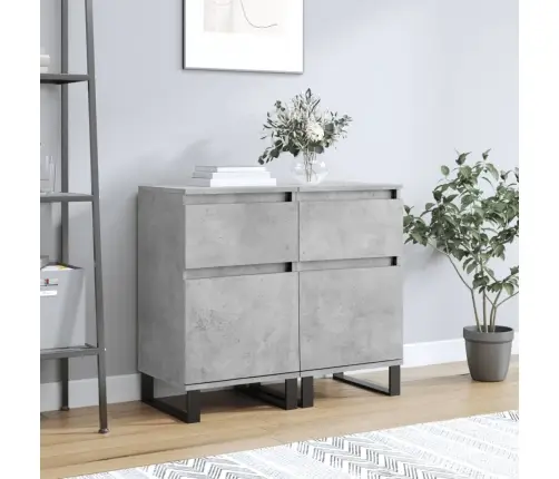 Kumodes, 2 Gab., Betona Pelēkas, 40X35X70 Cm, Inženierijas Koks Vidaxl