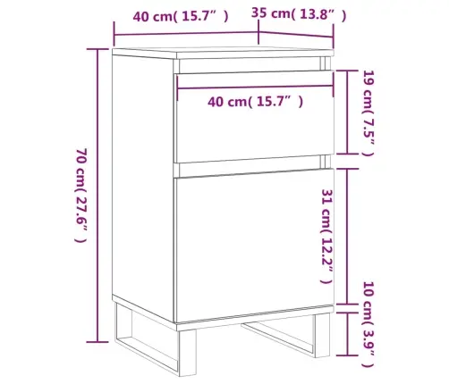Šoninės Spintelės, 2Vnt., Pilkos Ąžuolo, 40X35X70cm Mediena