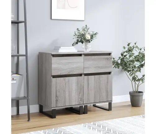 Šoninės Spintelės, 2Vnt., Pilkos Ąžuolo, 40X35X70cm Mediena