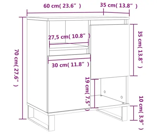Puhvetkapp, Pruun Tamm, 60 X 35 X 70 cm Tehispuit