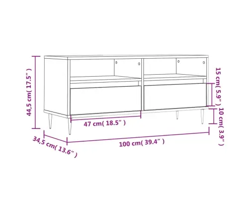 Tv Skapītis, 100X34,5X44,5 Cm, Inženierijas Koks, Balts Vidaxl