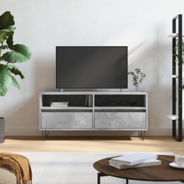 Tv Skapītis, Betona Pelēks, 100X34,5X44,5 Cm, Inženierijas Koks Vidaxl