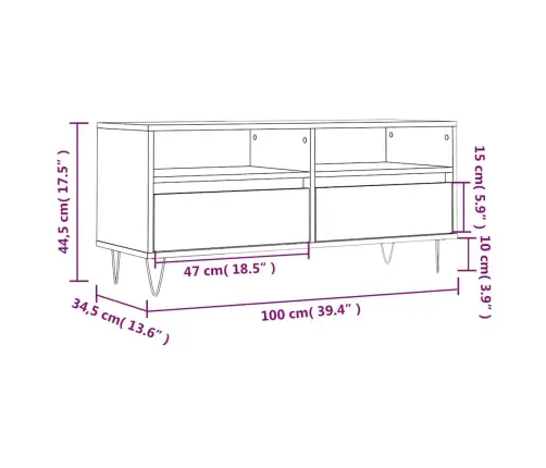 Tv Skapītis, Ozolkoka Krāsa, 100X34,5X44,5Cm, Inženierijas Koks Vidaxl