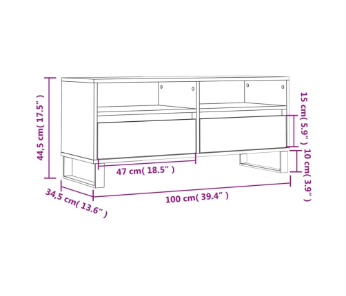 Tv Skapītis, 100X34,5X44,5 Cm, Inženierijas Koks, Spīdīgi Balts Vidaxl