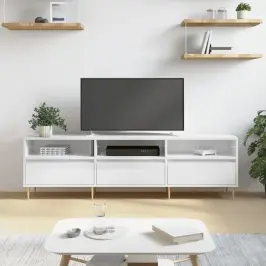 Tv Skapītis, Spīdīgi Balts, 150X30X44,5 Cm, Inženierijas Koks Vidaxl