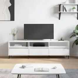 Telerikapp, Valge, 150 X 30 X 44,5 cm Tehispuit