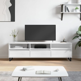 Tv Skapītis, Spīdīgi Balts, 150X30X44,5 Cm, Inženierijas Koks Vidaxl