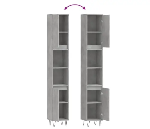 Vannasistabas Skapis, Pelēks, 30X30X190 Cm, Inženierijas Koks Vidaxl